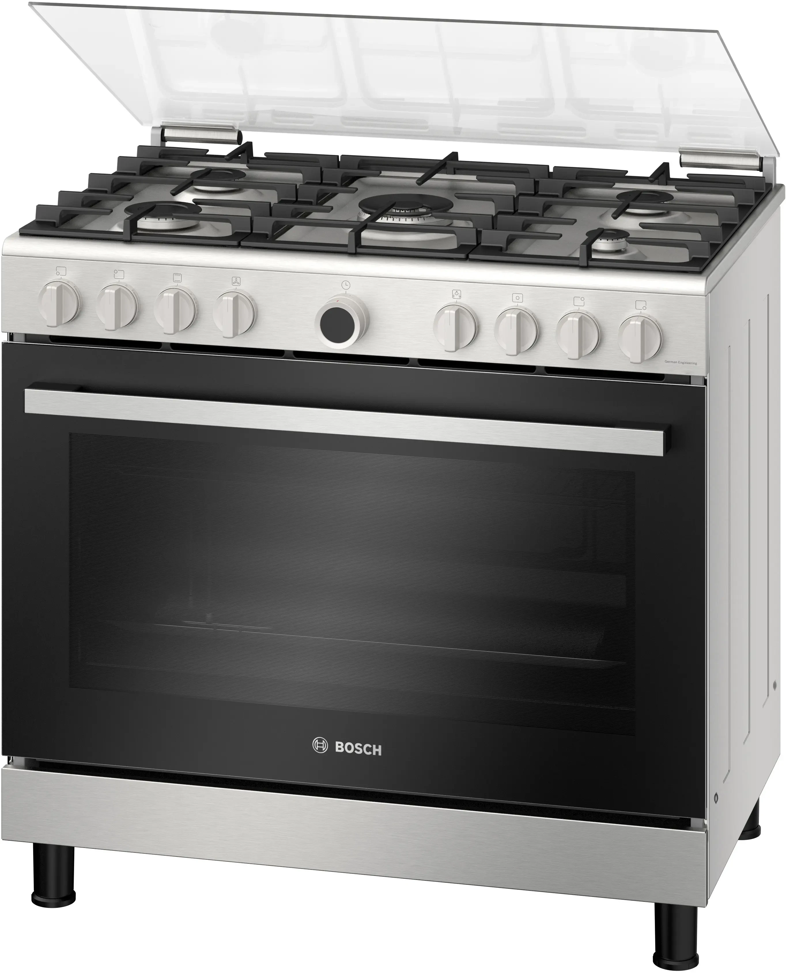 Bosch Series 2 Cooking Range 147 Liters, Gas Cooker 90×60 cm, Stainless Steel HGV1D0V50M