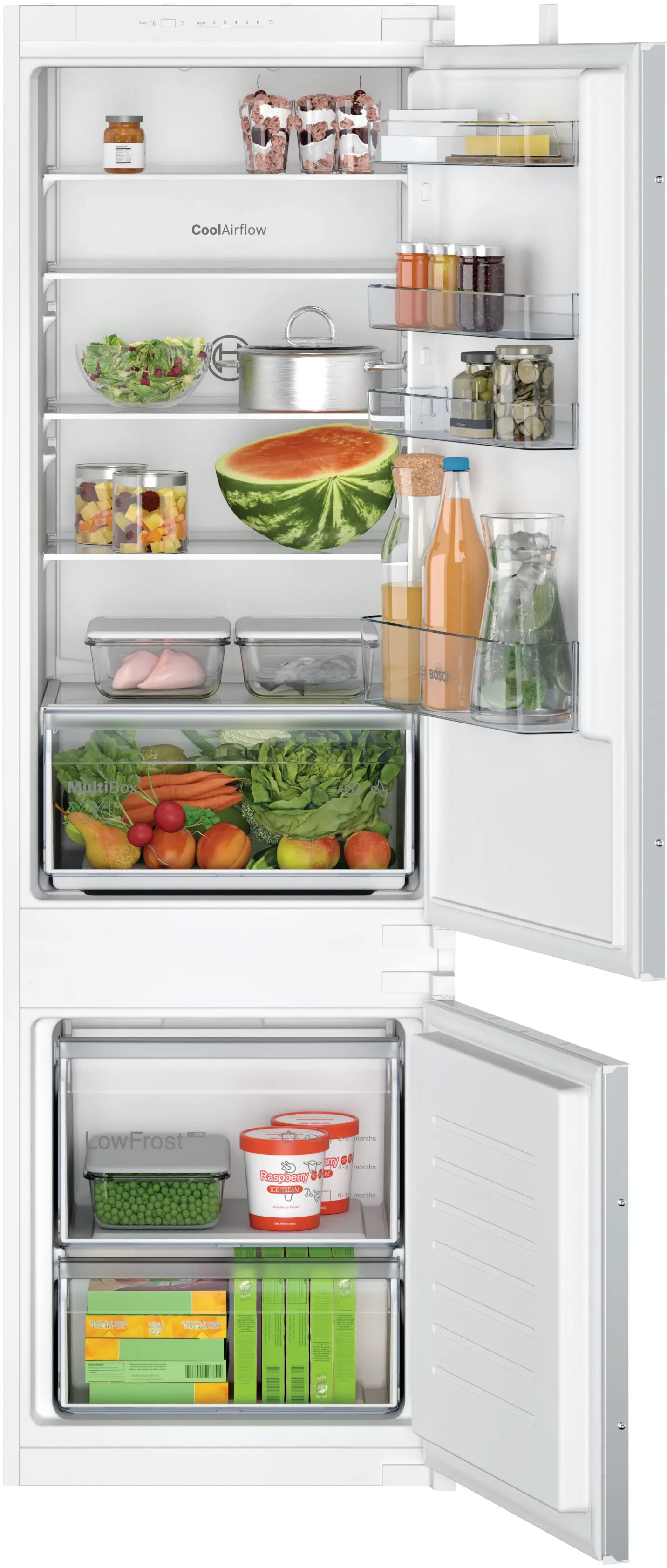 Series 2 built-in fridge-freezer with freezer at bottom 177.2 x 54.1 cm sliding hinge